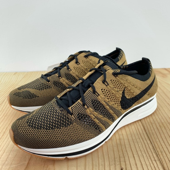 golden beige flyknit trainer